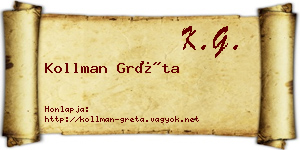 Kollman Gréta névjegykártya